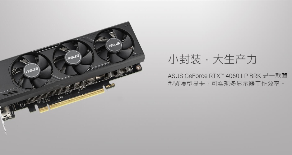 華碩發佈RTX 4060 LP BRK顯卡，雙槽三風扇設計