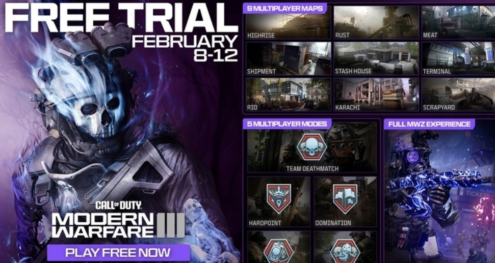 《使命召唤：现代战争3》免费体验即将开启 截至2月12日