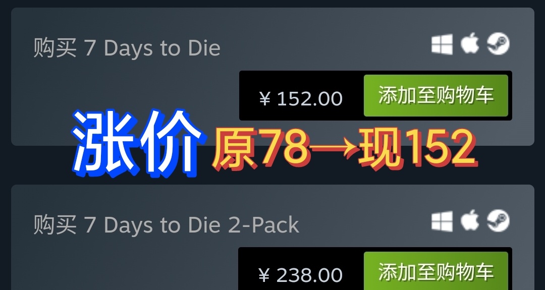 《七日殺》漲價；喜加二；絕版下架