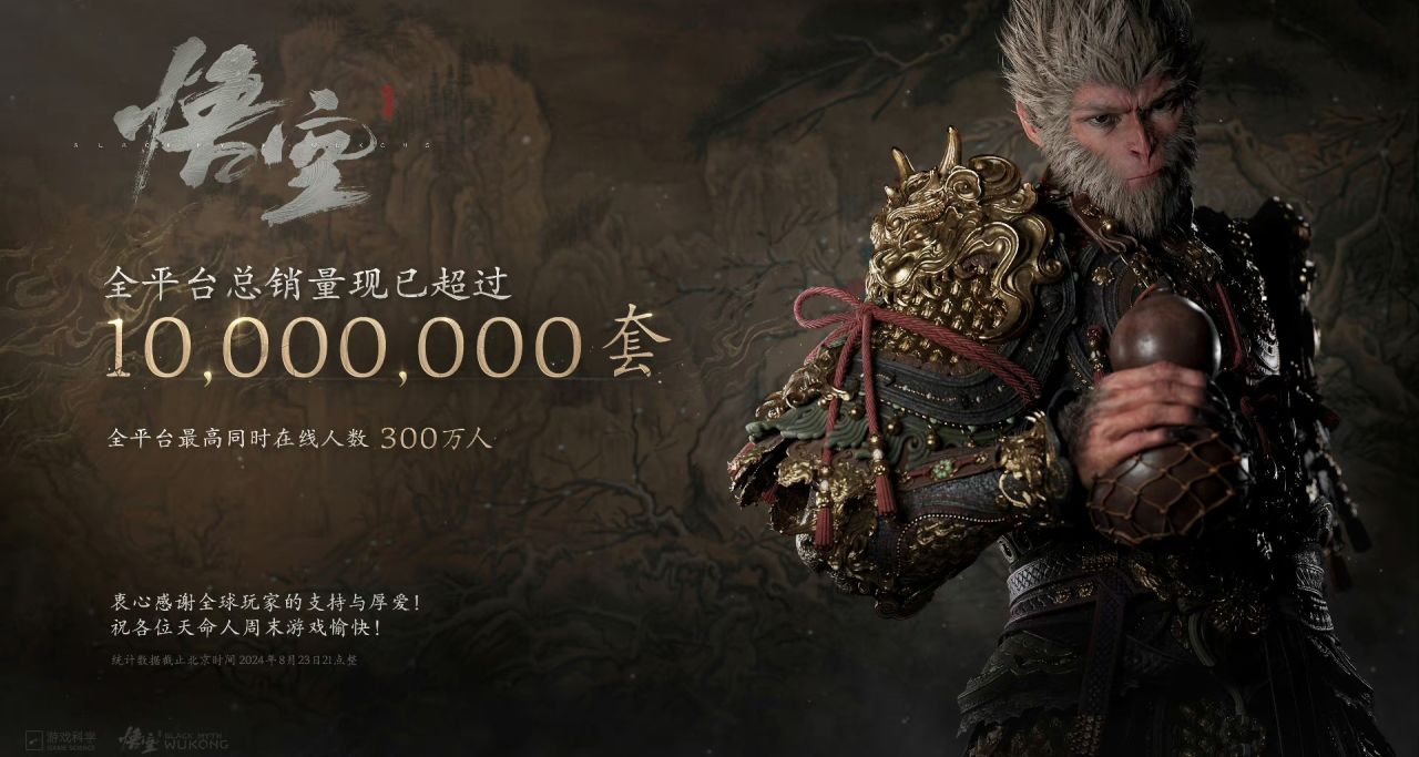 《黑神話：悟空》楊奇談遊戲銷量破千萬：如此厚愛，誠惶誠恐！