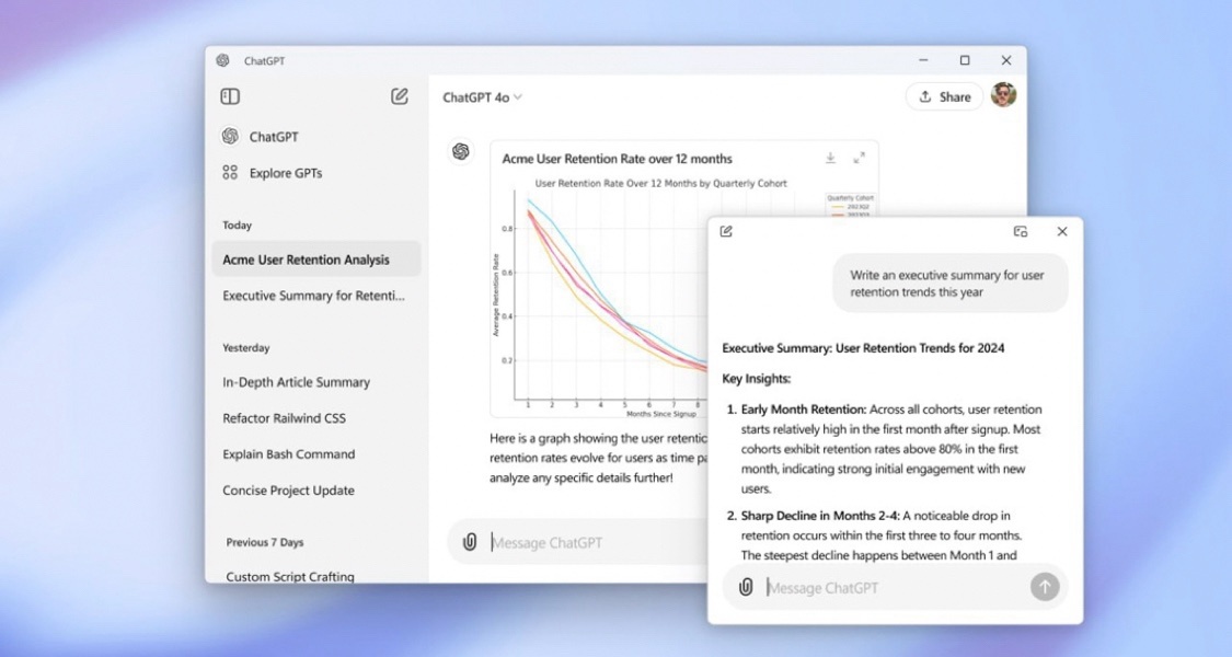 OpenAI推出ChatGPT for Windows官方客户端 目前仅限订阅用户使用
