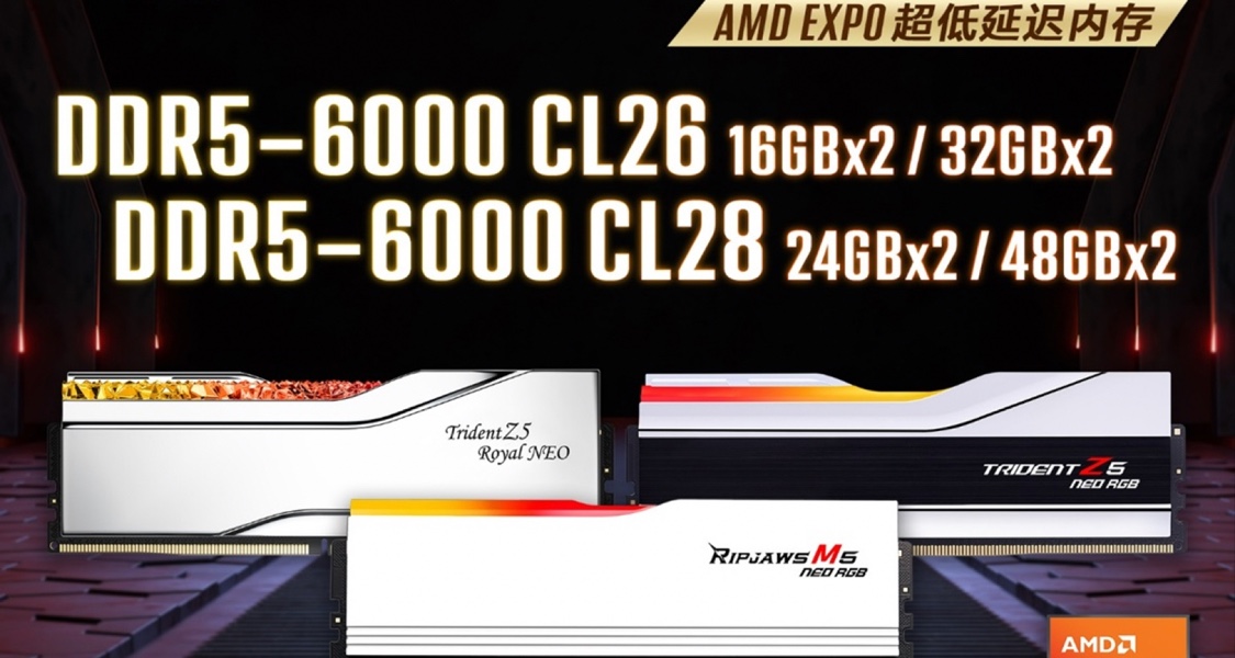芝奇DDR5-6000 CL26/28低延迟内存全面释放AMD AM5平台强悍性能