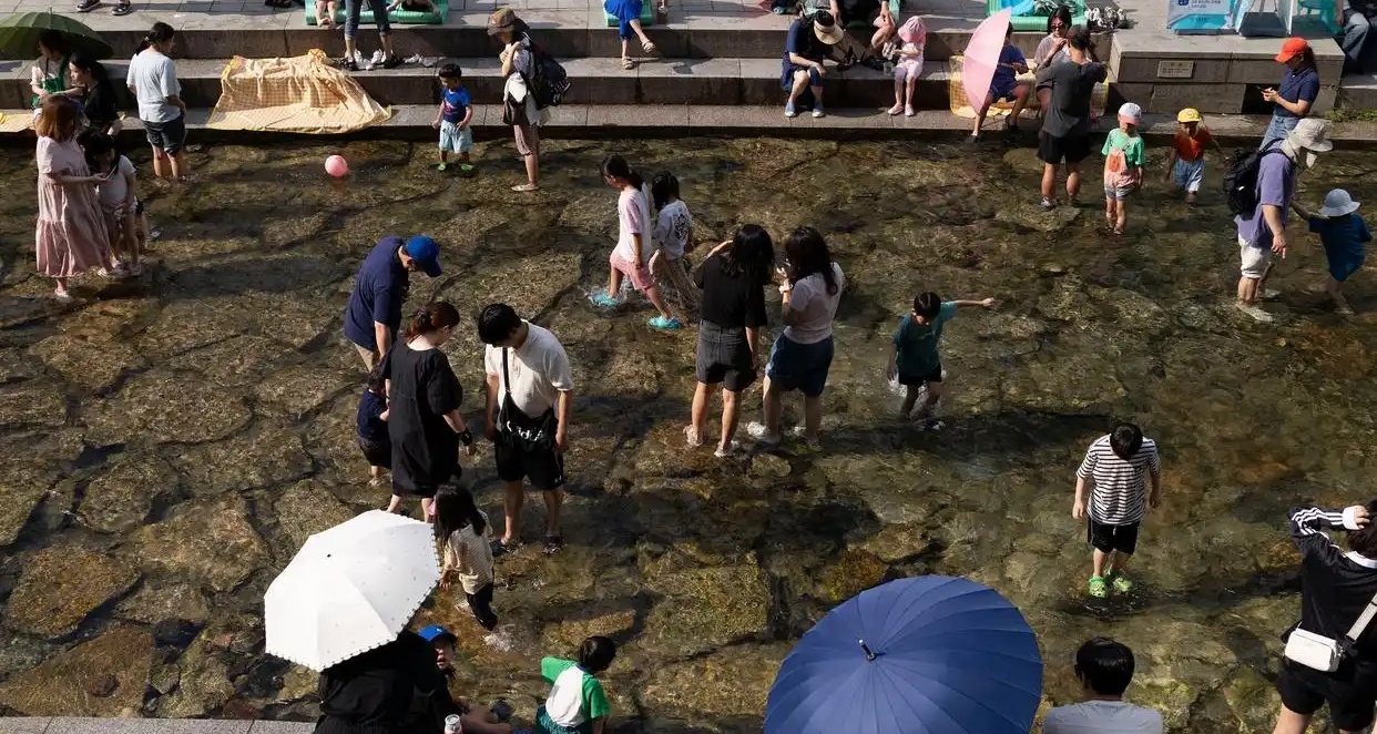 韩国众多男性因高温撑遮阳伞：搜索趋势高达98分！
