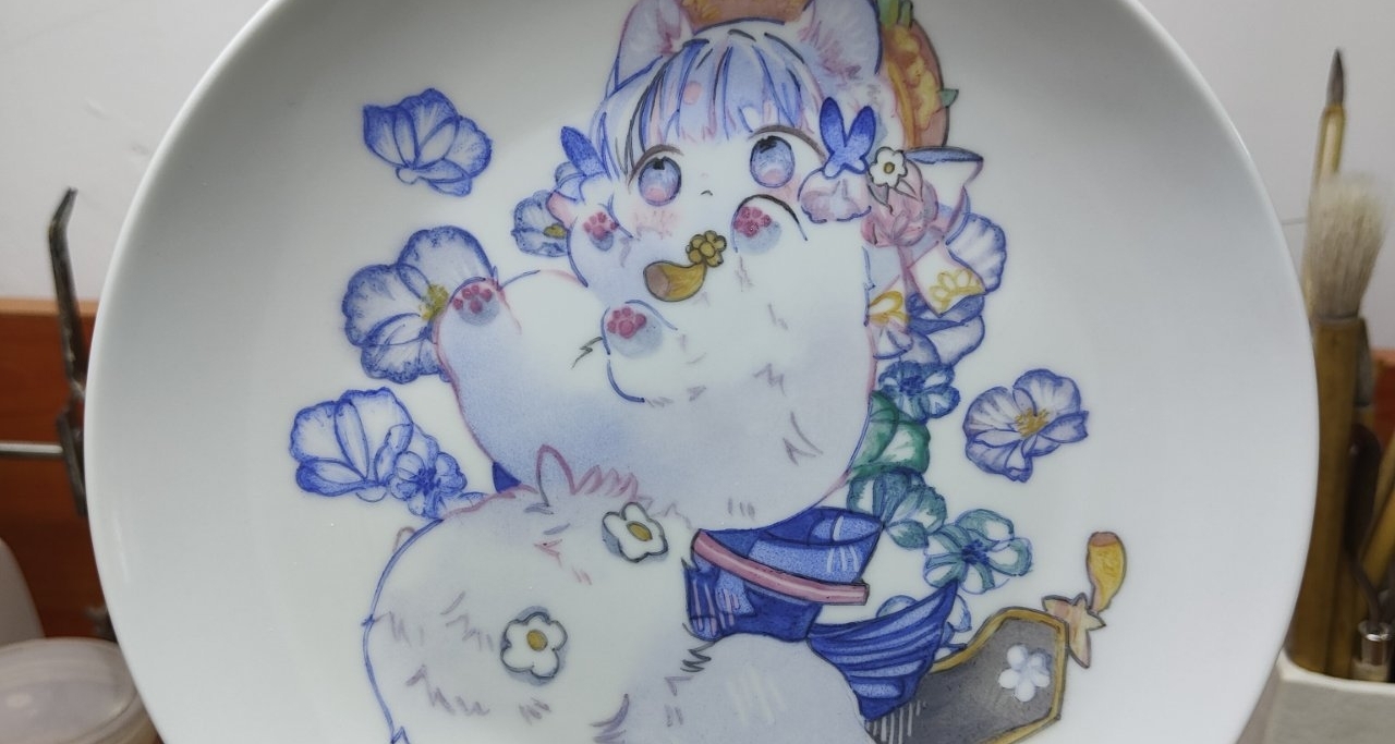 畫了個神裏綾華貓貓(應該是貓吧[cube_驚訝])