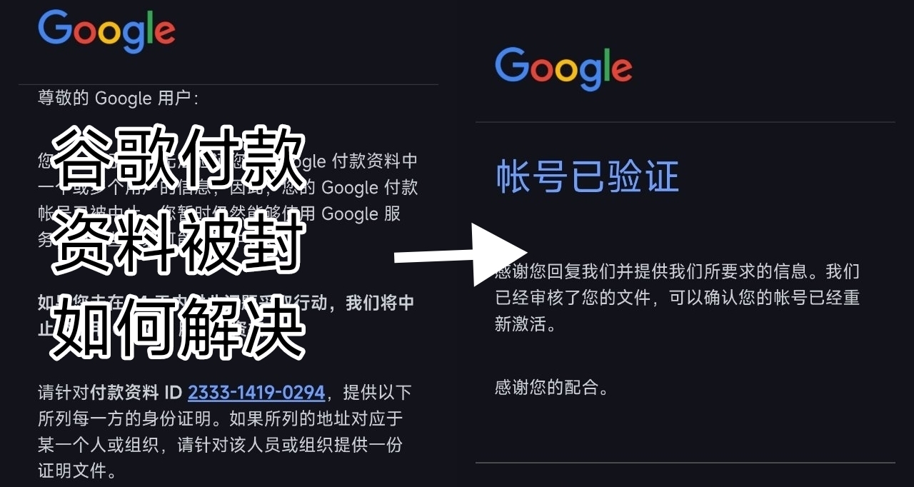 记一次谷歌付款资料被中止后的解决记录