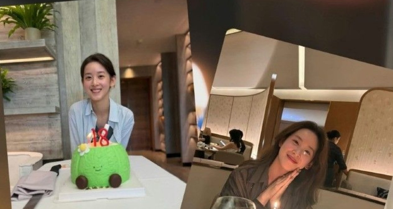 章泽天素颜庆32岁生日，绿色蛋糕配18岁蜡烛显俏皮