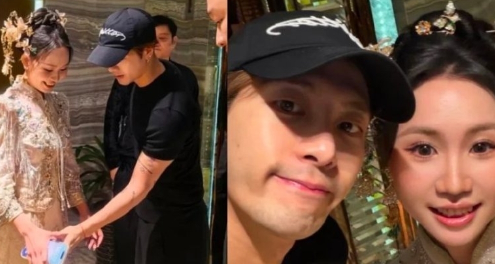 新娘結婚遇到王嘉爾合影？！互沾喜氣！祝福新人！