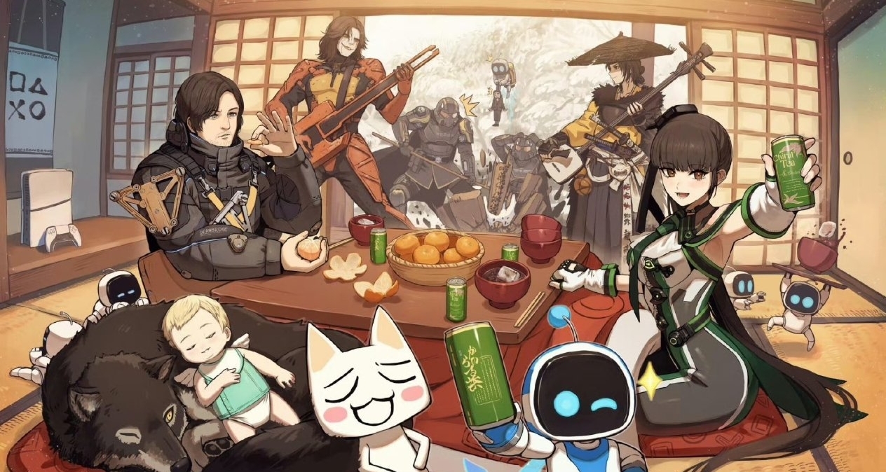 PlayStation发布新年全家福贺图，小岛秀夫称赞温馨满满