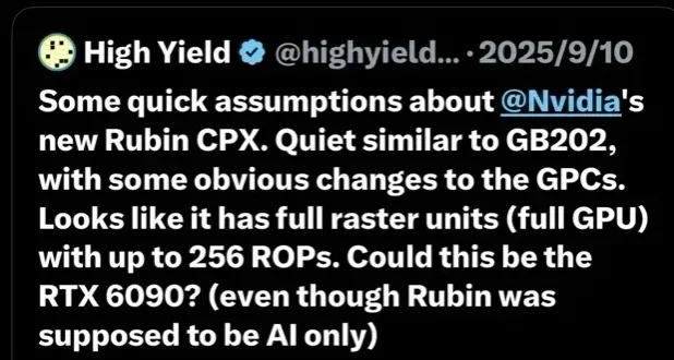 知名顯卡爆料人發推稱60系顯卡將於2027年上市