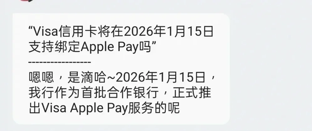 美夢成真！官宣Visa上線Apple Pay！