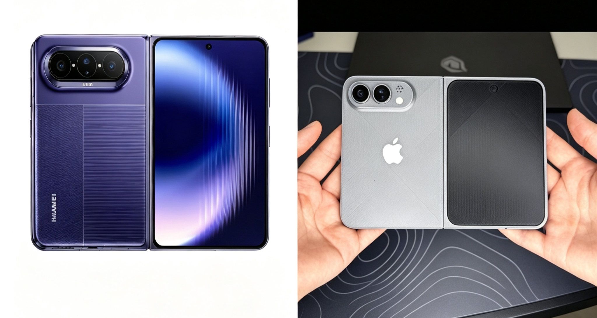 蘋果摺疊屏外觀實錘，形似華爲