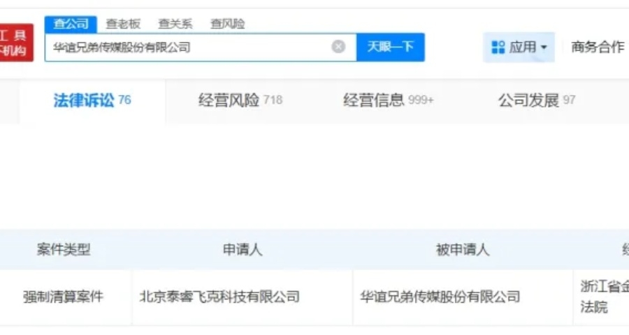 华谊兄弟被正式申请破产