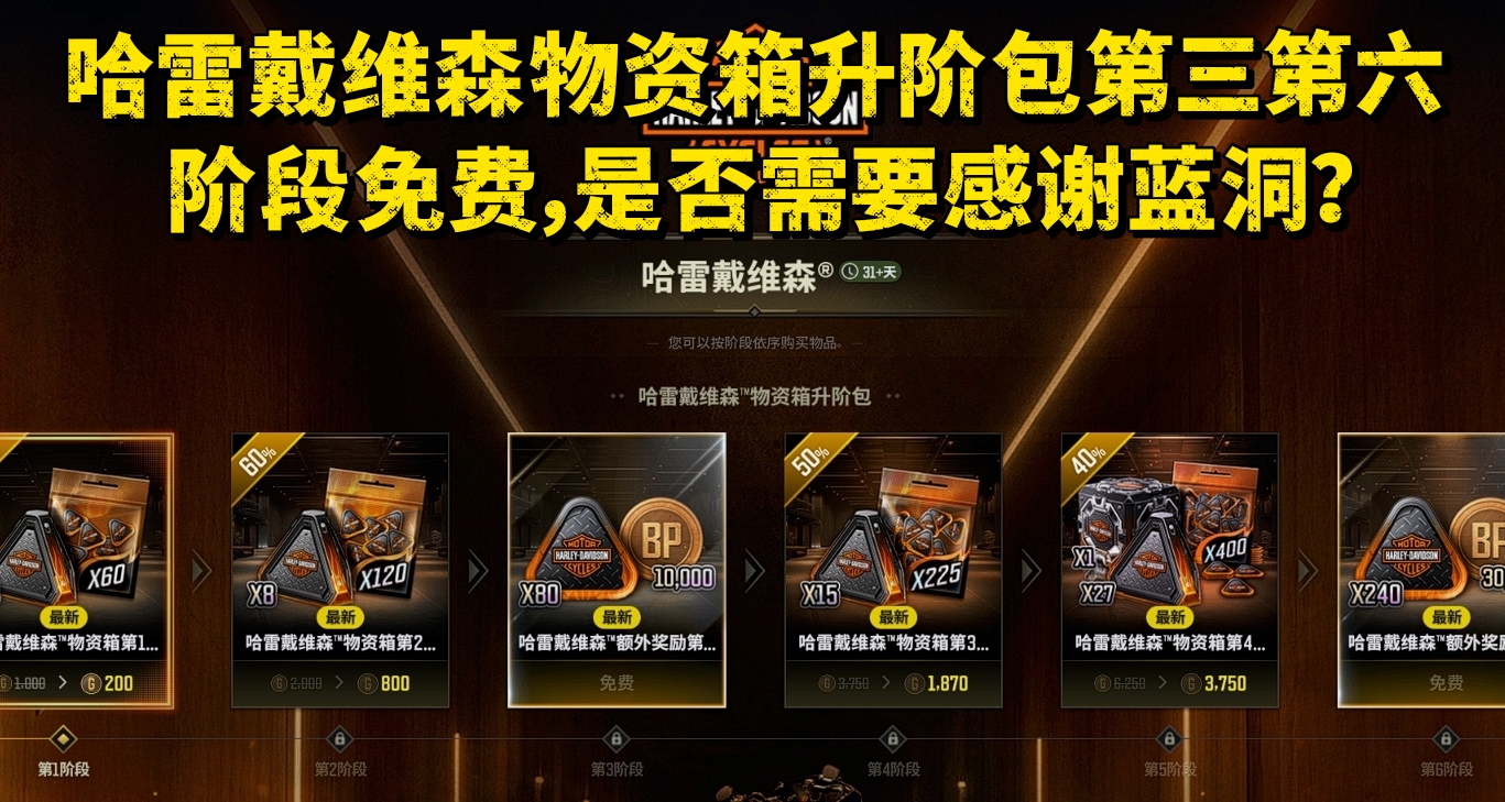 哈雷戴維森物資箱升階包第三第六階段免費，是否需要感謝藍洞？