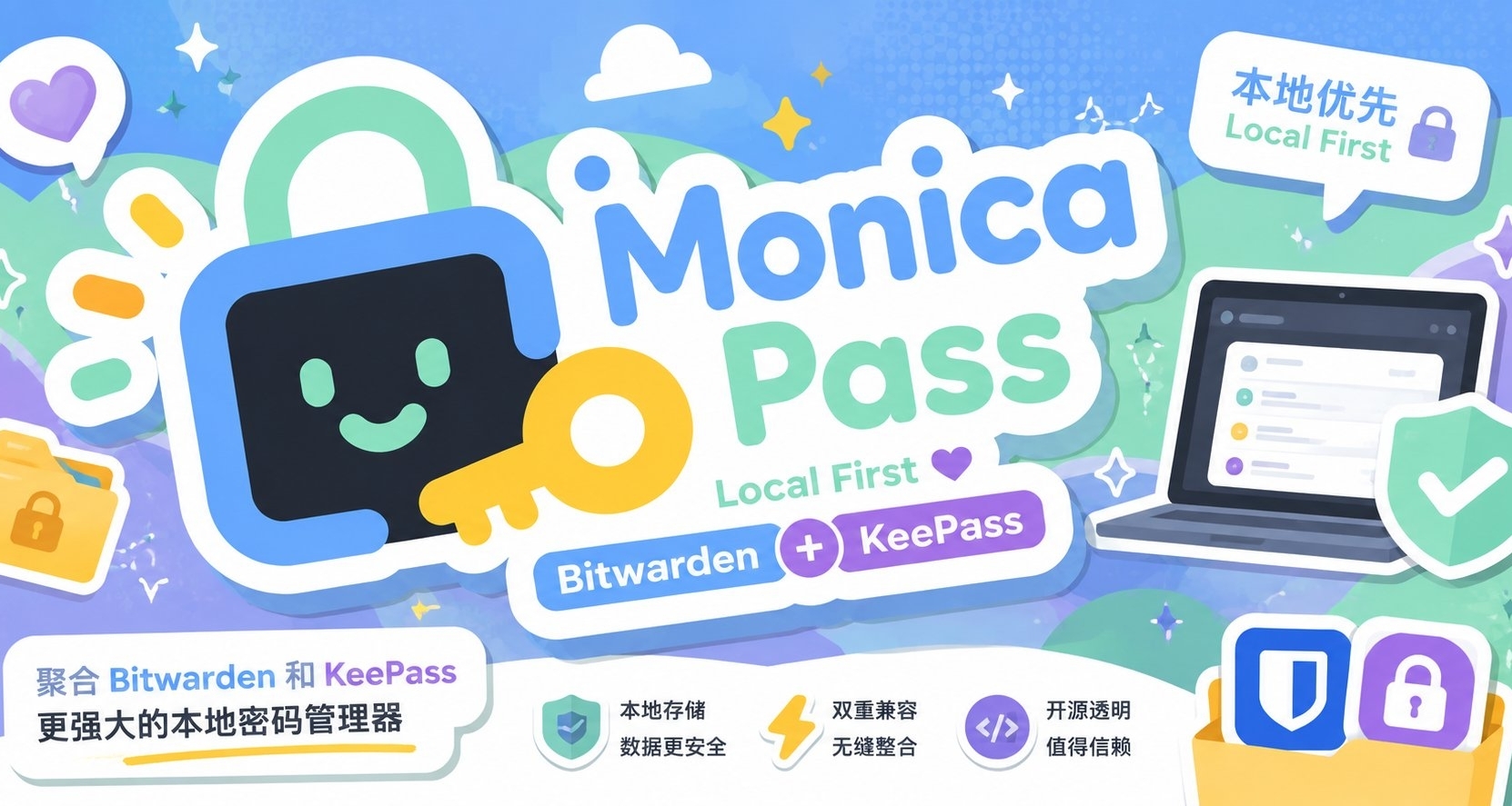 Monica Pass 本地優先的開源密碼管理器