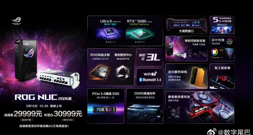 华硕在正式推出旗舰级迷你主机ROG NUC 2026