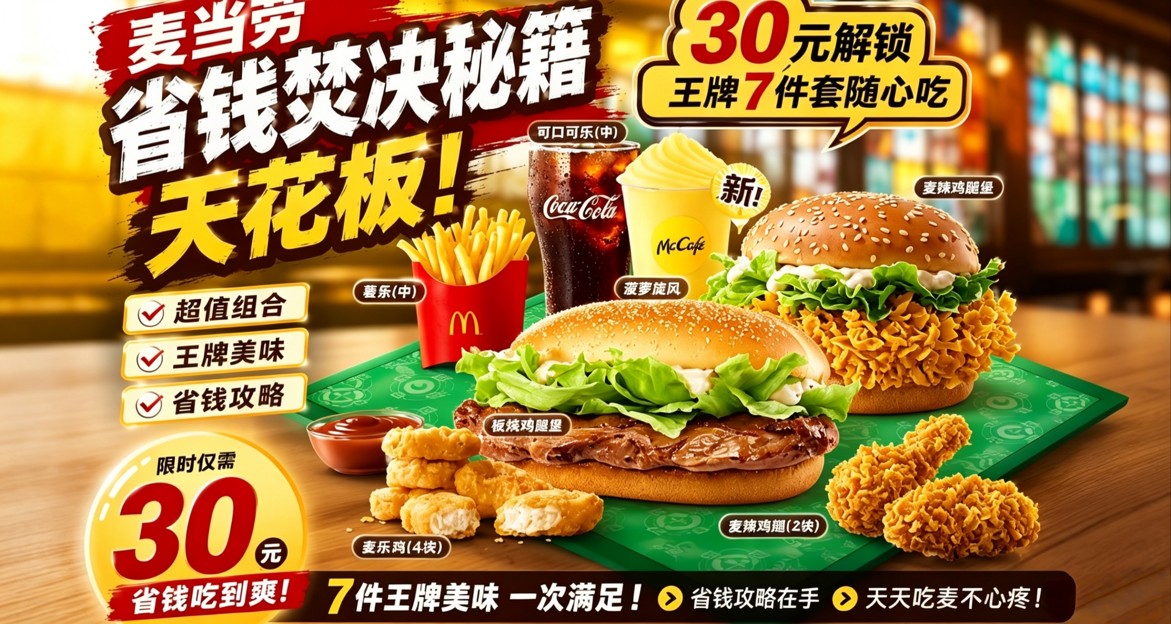 麥當勞省錢焚決祕籍天花板！30元解鎖王牌7件套隨心喫！