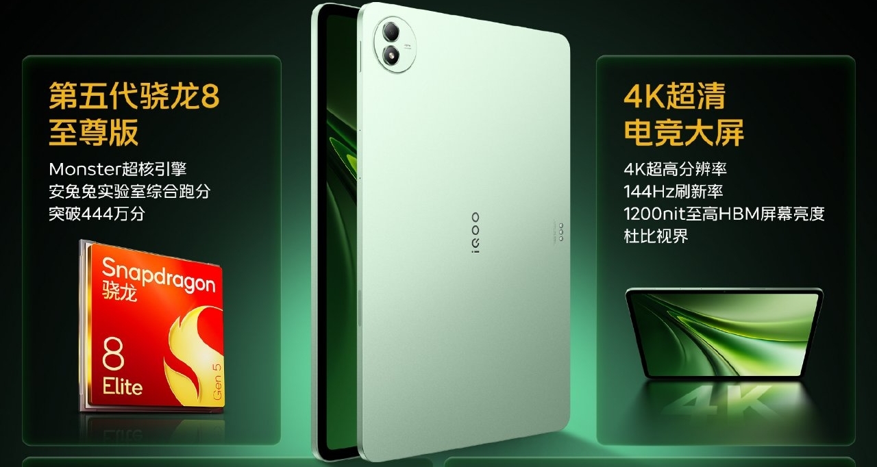 【iQOO Pad6 Pro发布：4K LCD屏+第五代骁龙8至尊版，4299元起】
