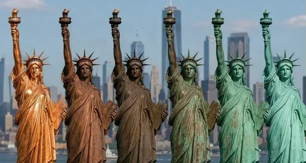 你知道吗？自由女神并不是被“刷绿”的🗽