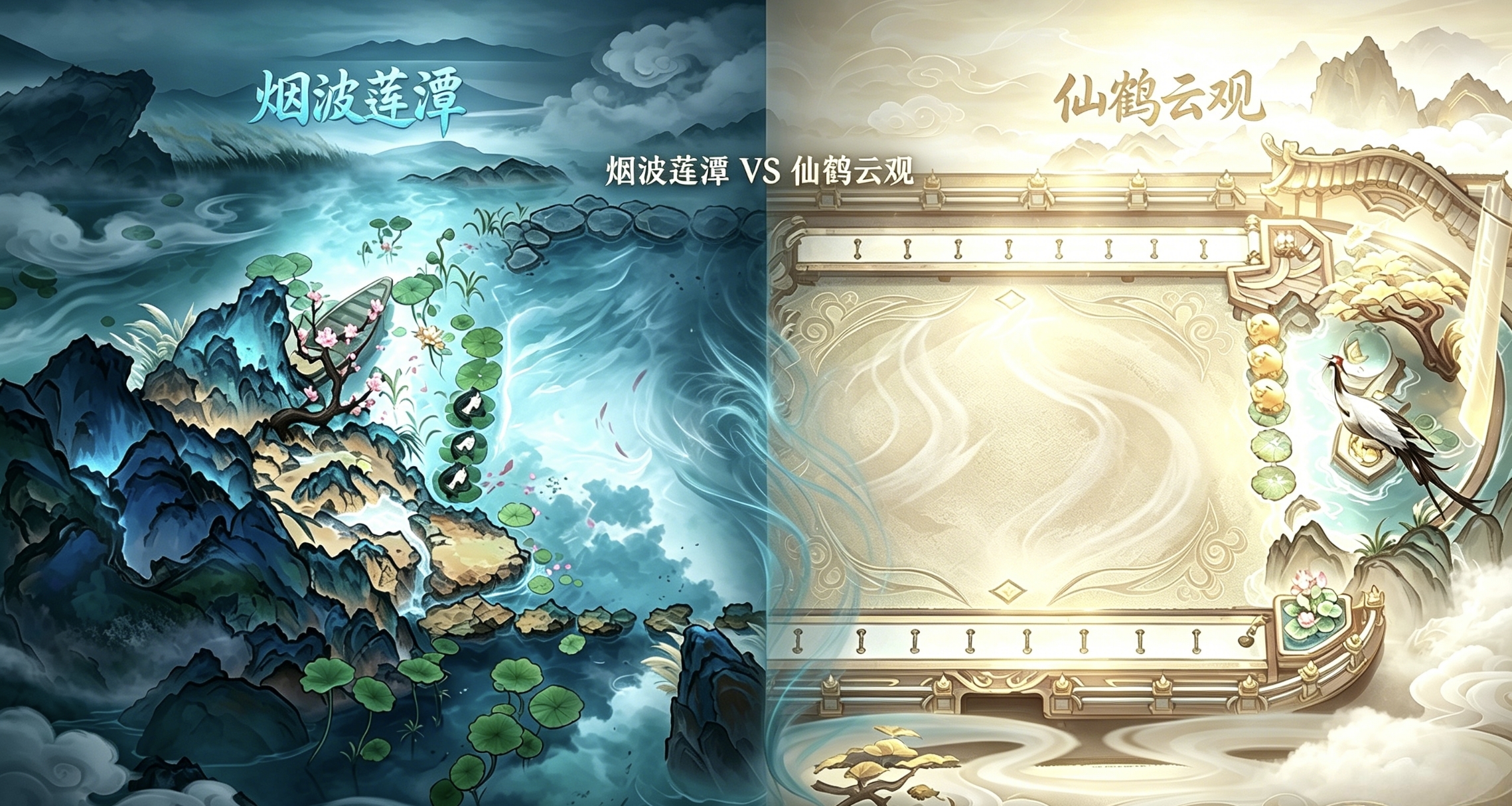 金剷剷古風水墨棋盤PK雲鶴仙觀對比煙波蓮潭，二選一該衝誰