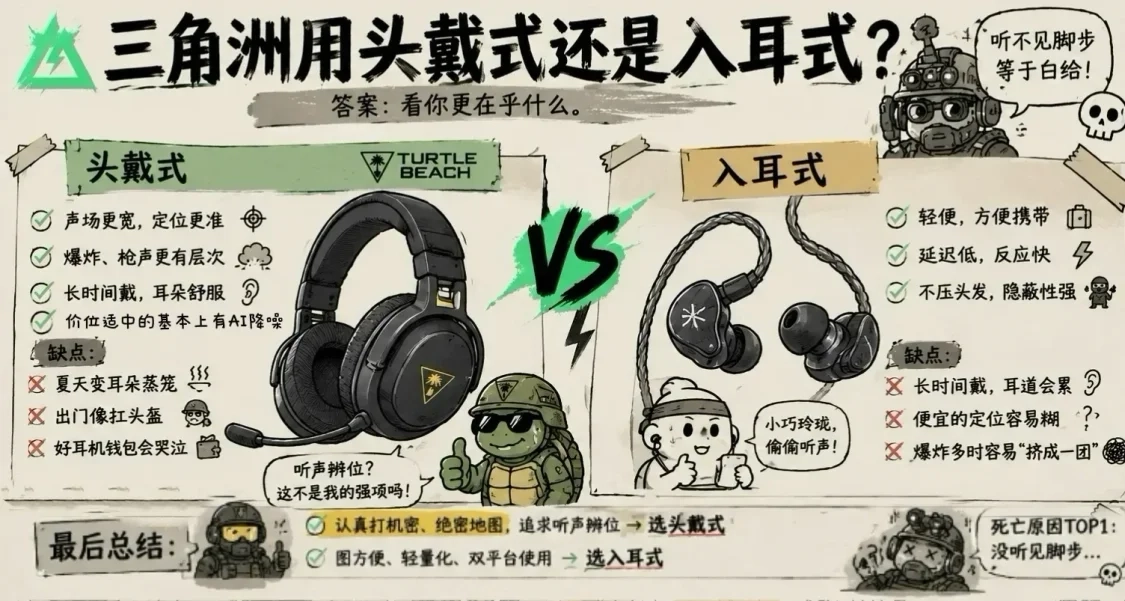 打三角洲選頭戴式還是入耳式？