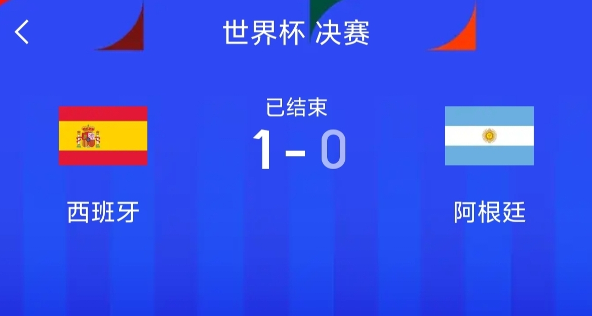 最终取胜！西班牙夺得世界杯冠军。