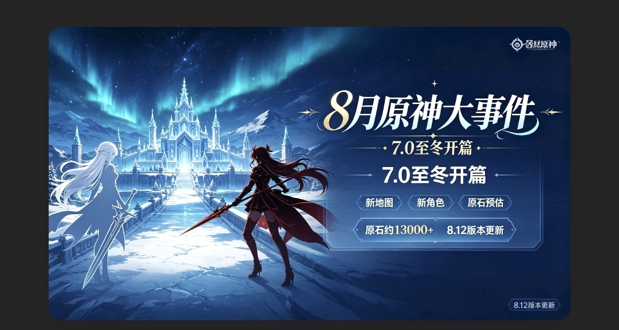 原神2026年8月大事件｜7.0「無神憐愛的雪國」至冬開篇