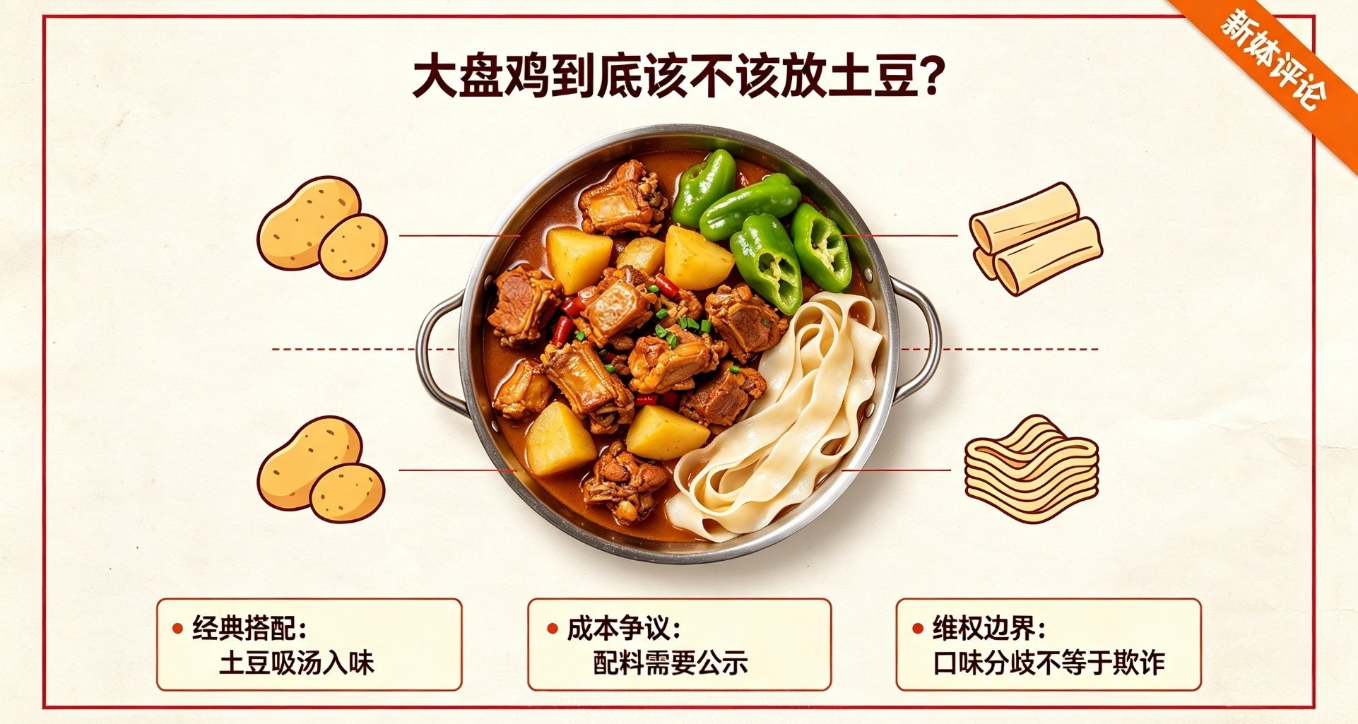 大盤雞該不該放土豆？顧客因大盤雞內含有土豆報警