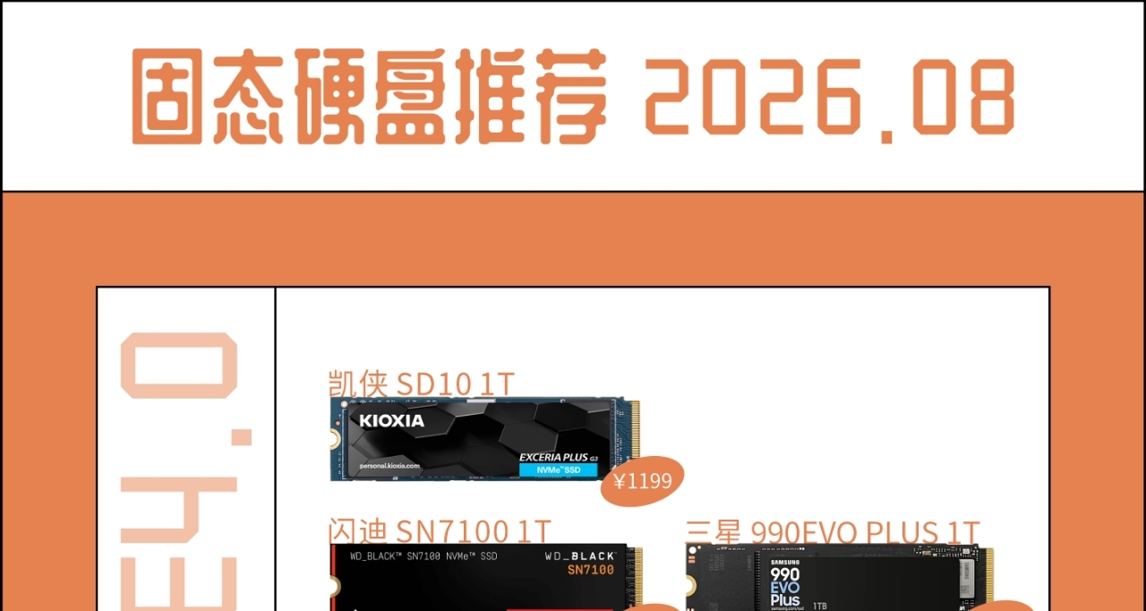 固态硬盘推荐-2026.08
