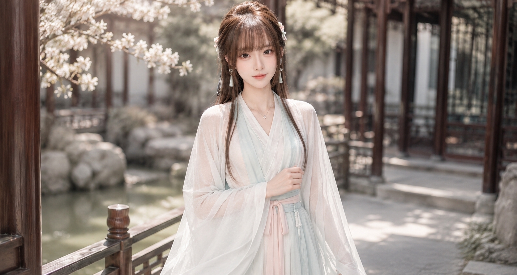 清新淡雅新中式汉服-ai真人服饰提示词分享