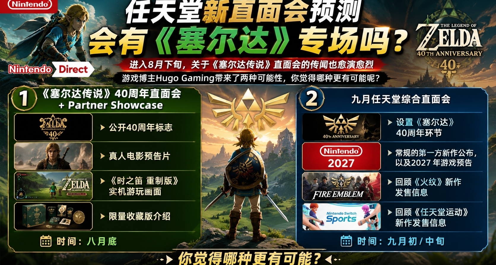 爆料！8月底或9月初，任天堂或要为塞尔达40周年办一场专属直面会