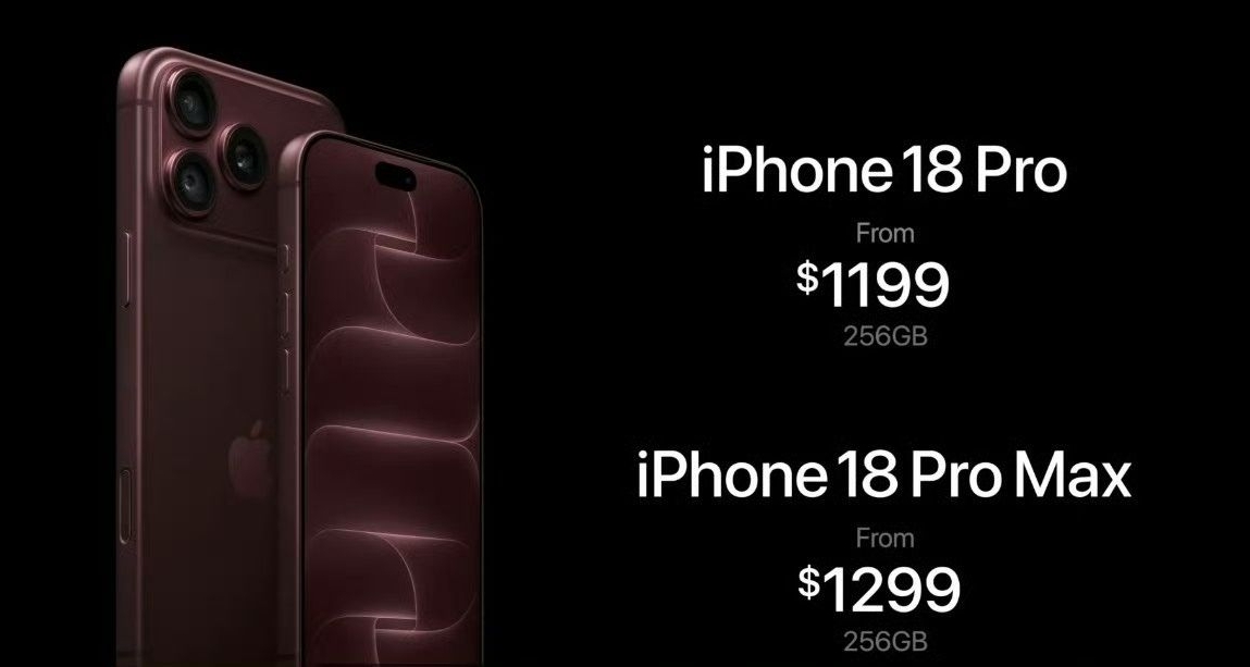 iPhone 18 Pro系列发布：起售价1199美元，9月12日开启预订