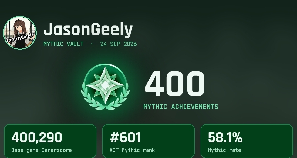 这期神了！XBOX平台 400 款神话成就达成纪念！