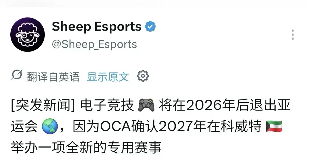 電子競技項目確認將於2026年後退出亞運會