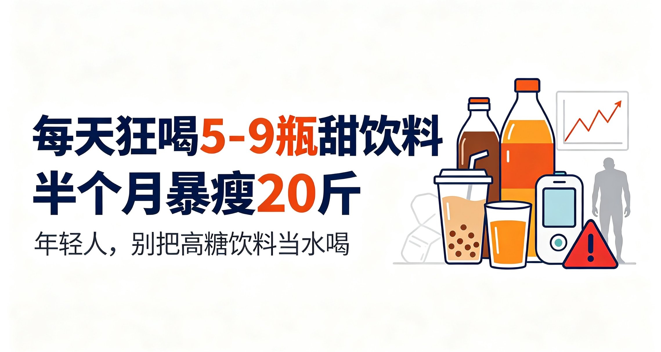每天狂喝5‑9瓶甜饮料，19岁男生半个月暴瘦20斤，险些危及生命