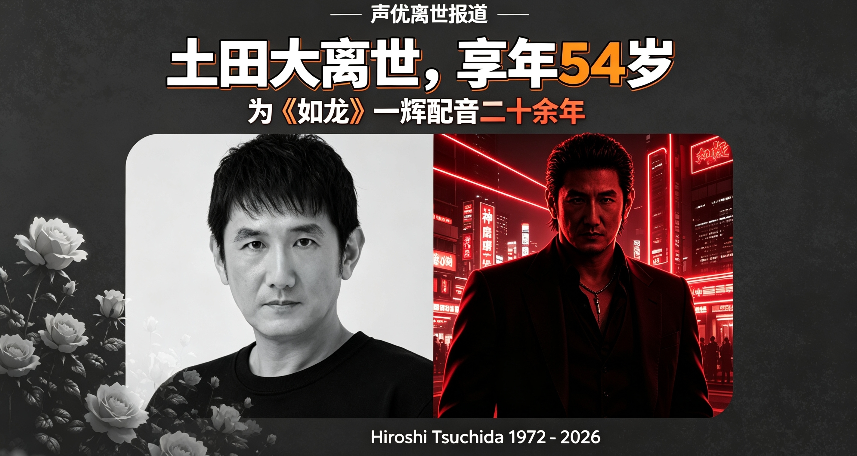 享年54岁！为如龙一辉配音20多年的声优土田大离开了我们