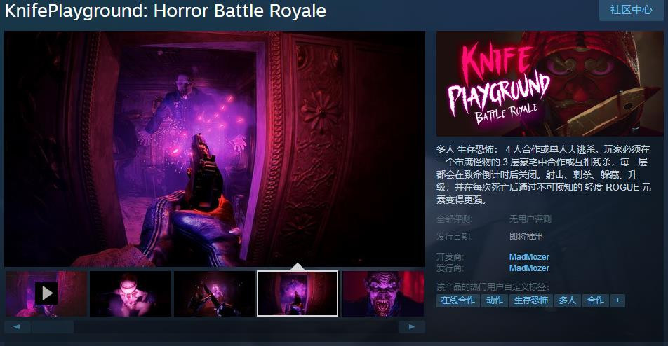 多人生存恐怖遊戲《利刃樂園：恐怖大逃殺》steam頁面