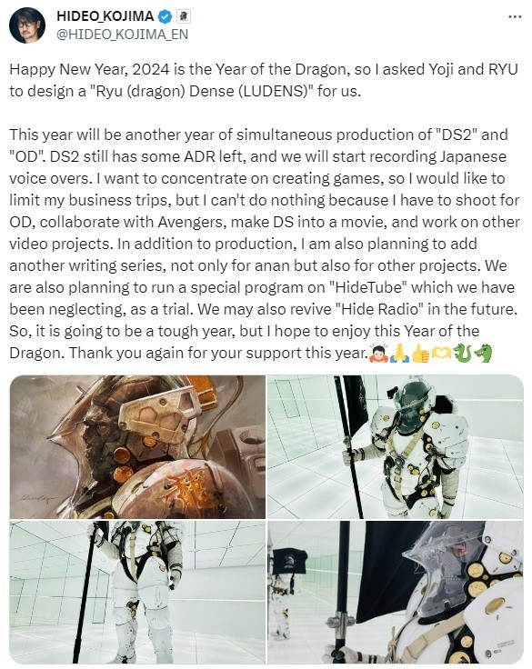 小島秀夫2024年將同時開發《死亡擱淺2》和《OD》