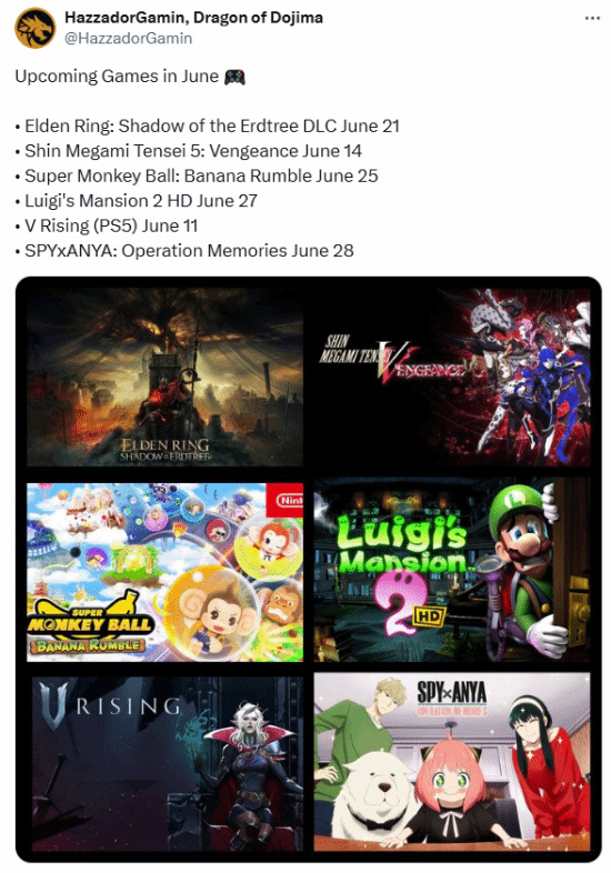 博主总结6月即将推出的游戏