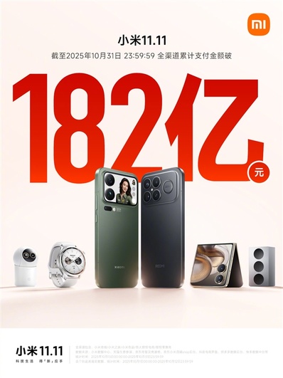 小米雙11賣爆了!累計支付金額破182億
