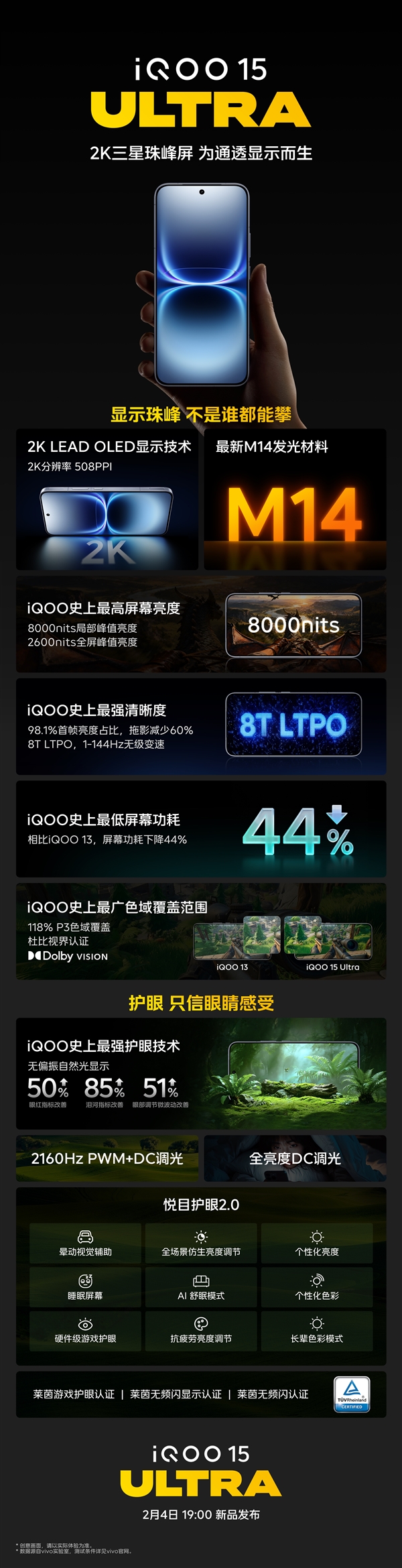 iQOO 15 Ultra官宣搭载2K三星珠峰屏：峰值亮度8000nits