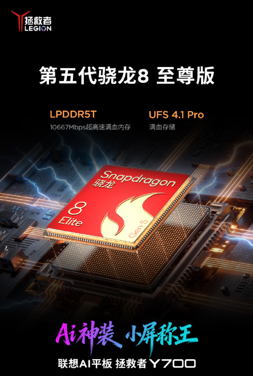 小屏平板首次：新版拯救者Y700用上骁龙8 Elite Gen5