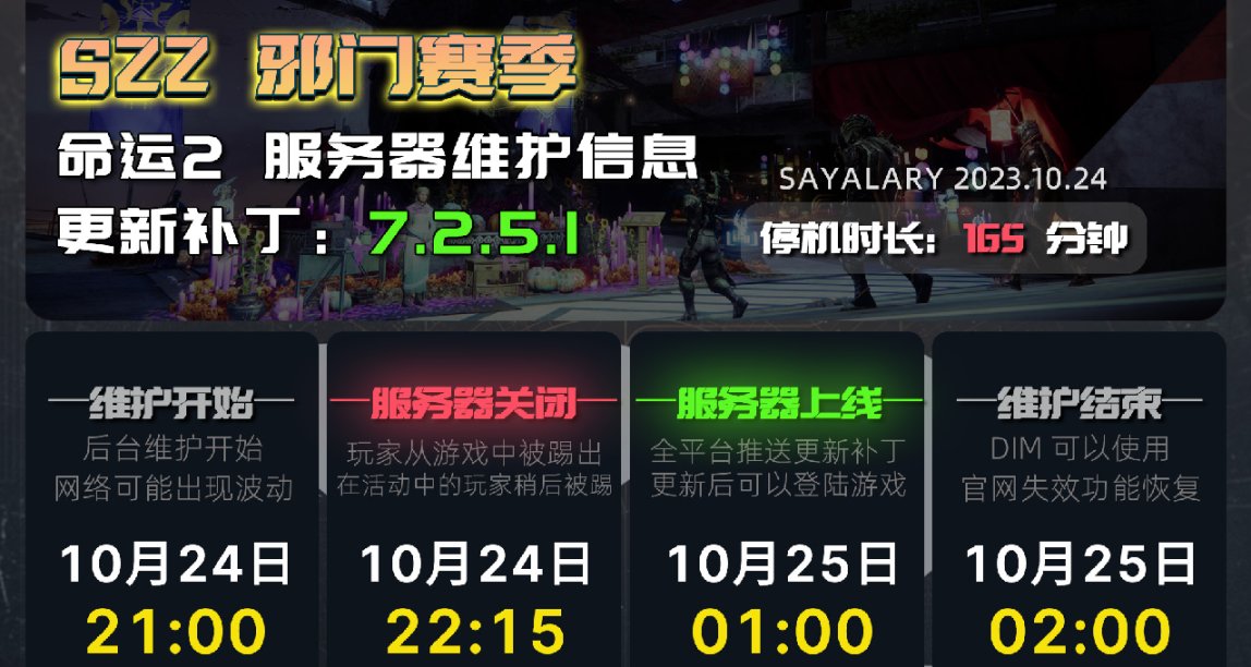 命运2 停机维护 更新补丁 7.2.5.1