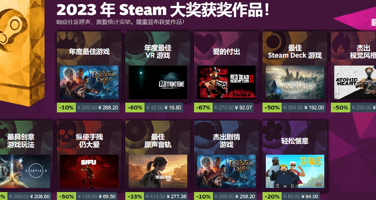 STEAM年度大奖评选？明明是拷打游戏开发商大会！