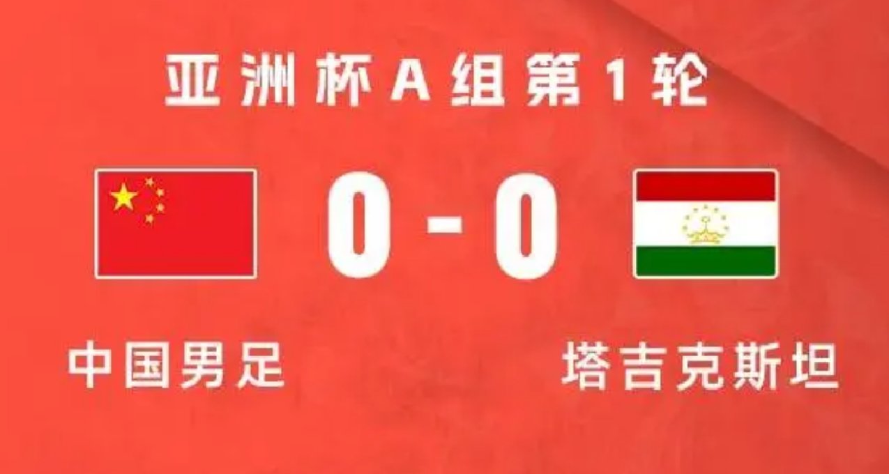 亚洲杯：国足进球被吹！中国 0-0 塔吉克斯坦！