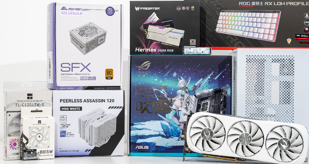 MATX 也紧凑：小吹雪S+宏碁掠夺者+索泰 4080 SUPER 月白装机展示