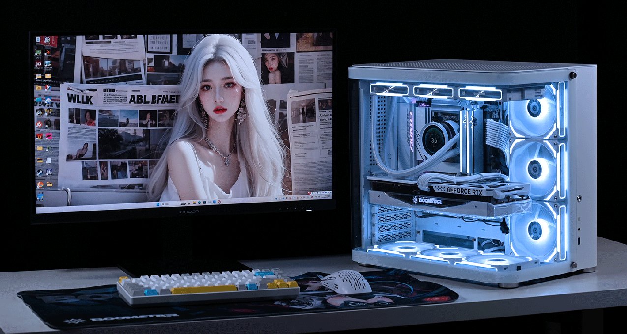 純白主題裝機，14600KF+B760M冰雕X+4070TiS+喬思伯TK2曲面海景房