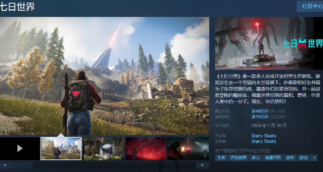 國產端遊大年？《七日世界》登頂12個國家和地區Steam暢銷榜！