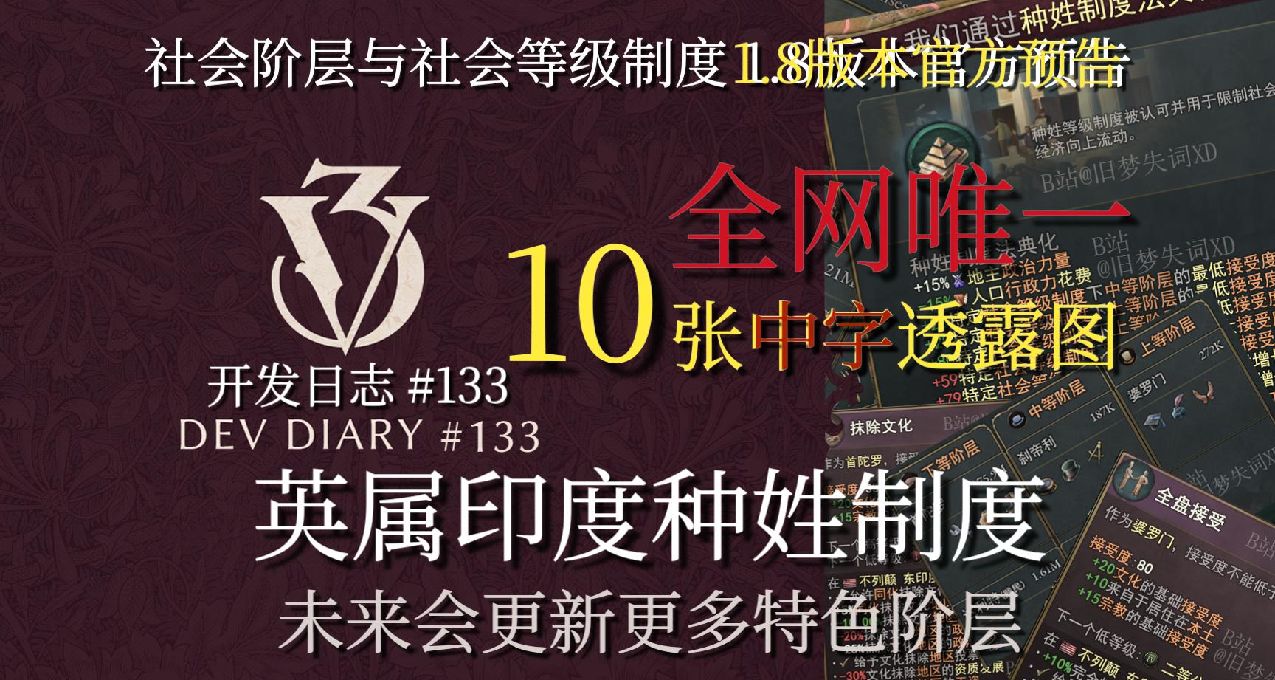 【旧梦精翻】英属印度种姓制度 维多利亚3 第133期开发日志