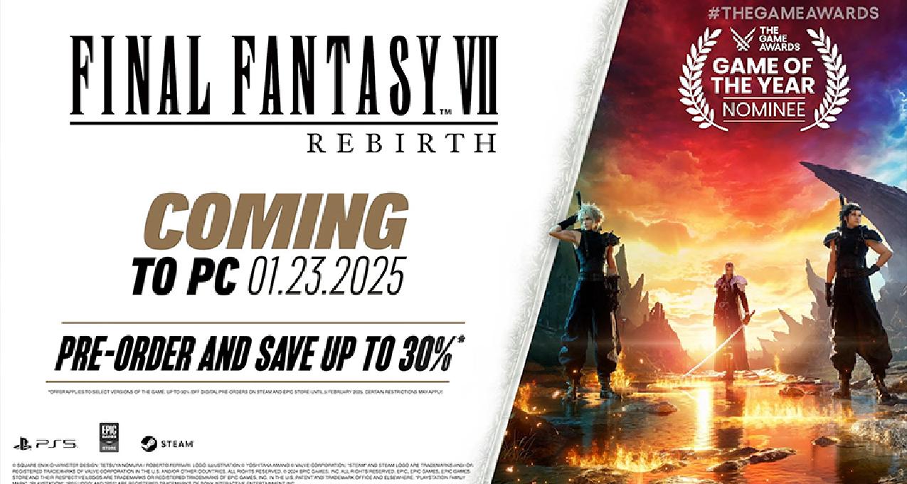 《最終幻想7：重生》PC版將於2025年1月23日發售