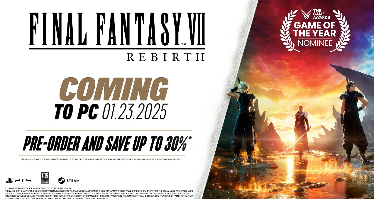 《最終幻想7：重生》開啓預購 ￥446/￥573，2025年1月23日發售